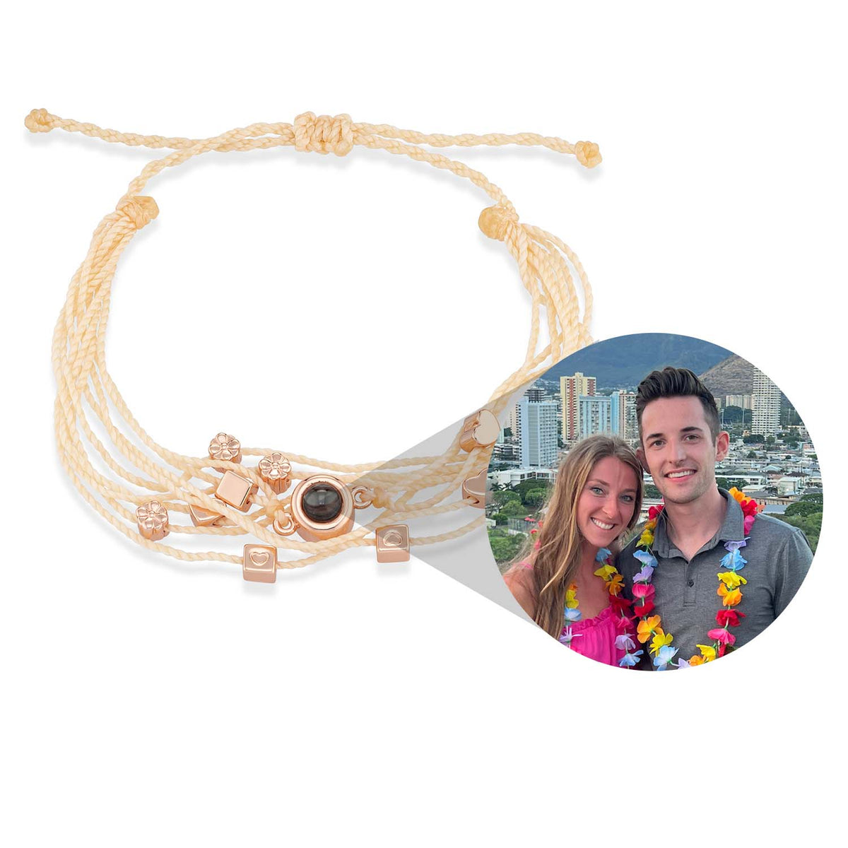 Custom photo bracelet with love charms
