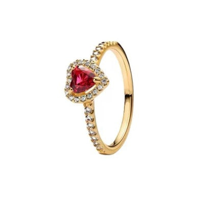 Golden Red Heart Ring