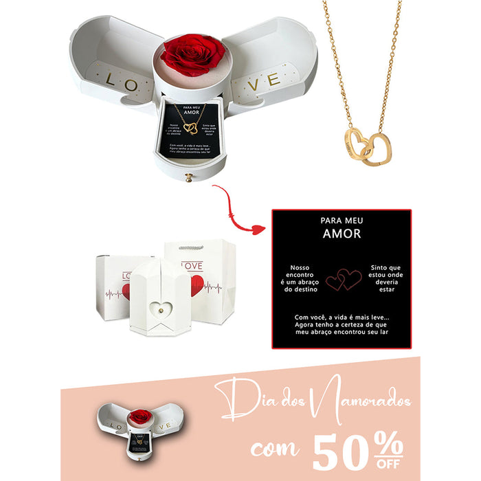 Eternal Rose Box & Personalized Heart Necklace