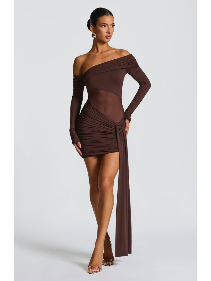 Líria Long-Sleeve Dress with Sheer Waist