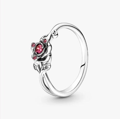 Beauty and the Beast Silver Rose Ring