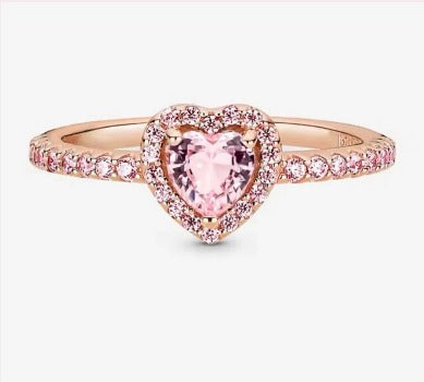 Pink Heart Halo Ring